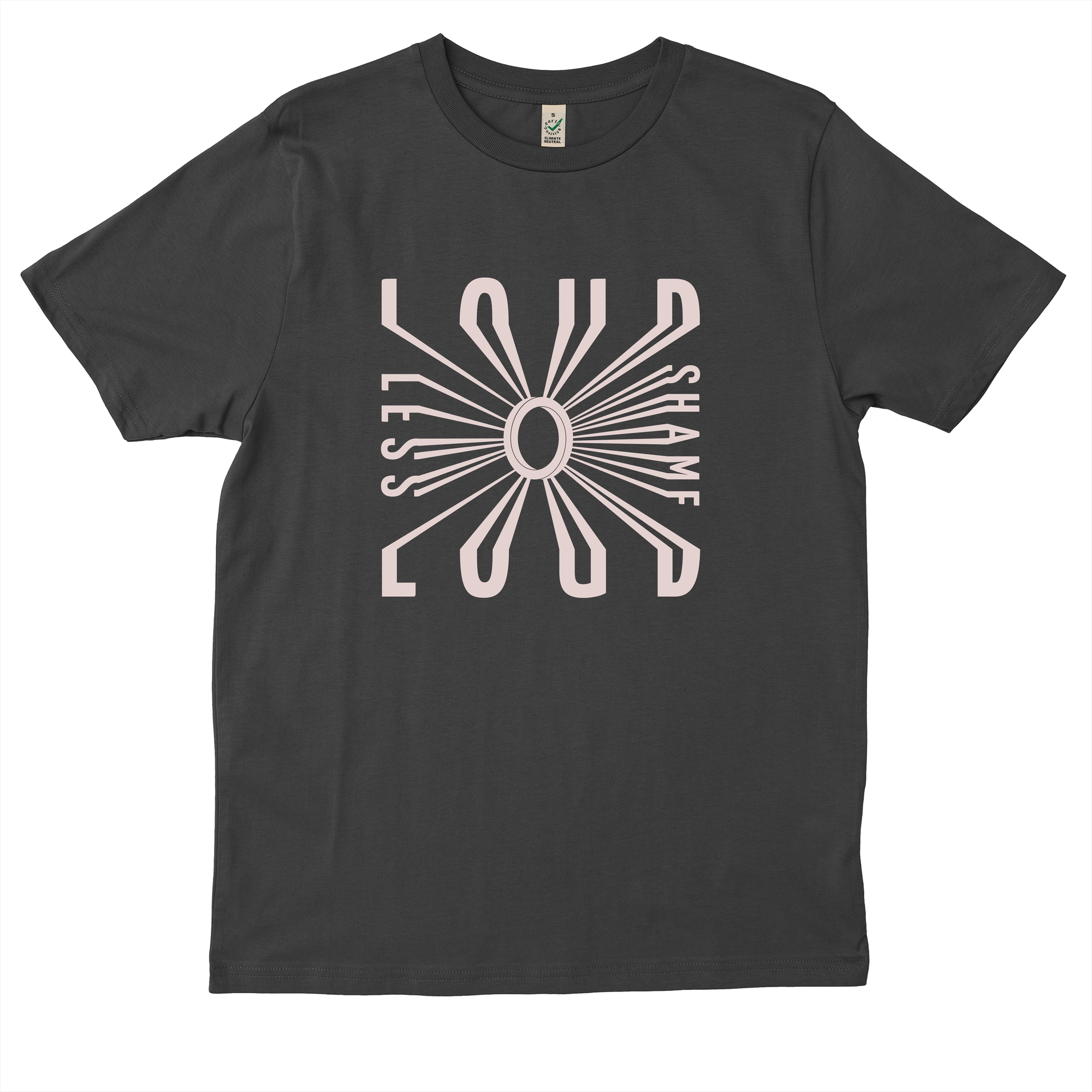 Merch design for NOSOYO's album "Loud and Shameless". Designed by Yvonne Hartmann