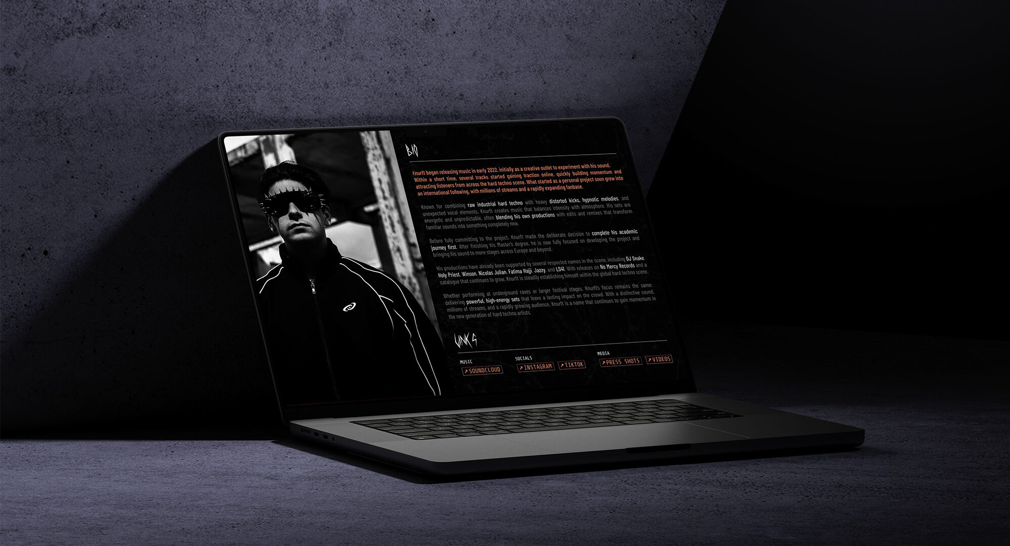 Electronic Press Kit (EPK) design for DJ and producer KNURFT by Yvonne Hartmann